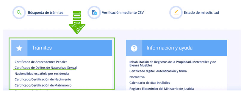 Paso 1 solicitar certificado delitos sexuales